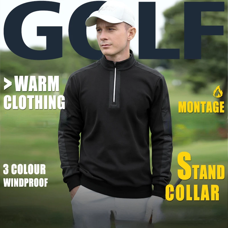 PGM Golf Men\'s Sweater Autumn and Winter Knitwear Sports Windproof Warm Long Sleeved T-shirt Golf Wear for Men Clothing YF631