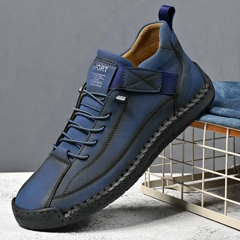 YUYIN New 2026 Handmade Leather Casual Men Shoes Design Sneakers Man Breathable Leather Shoes Men Ankle Boots Outdoor zapatos