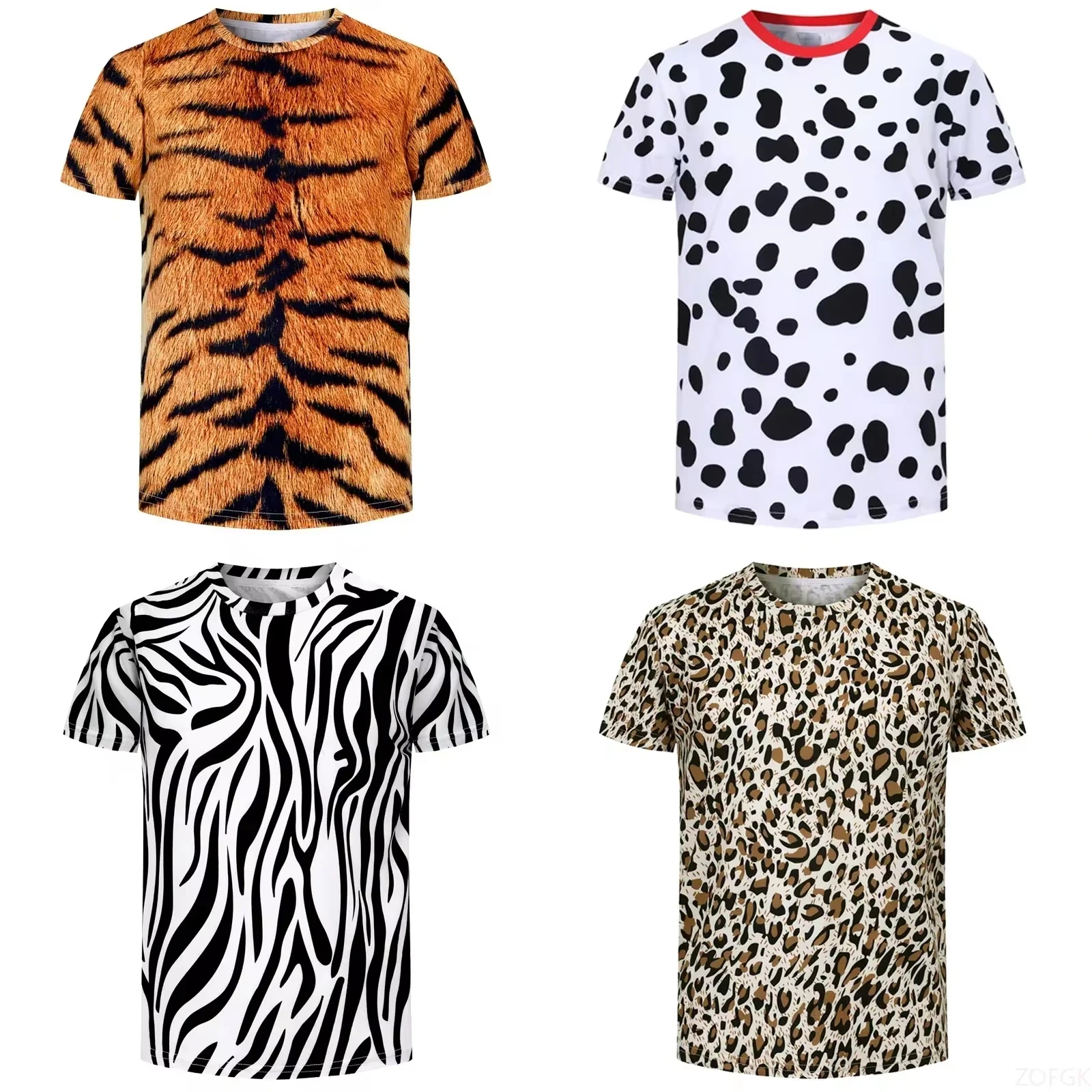 Tiger Skin Leopard Print Funny T-Shirt Boys girls short sleeve tees 2-10Y Summer Kids Clothes Animal T Shirt for party Clothing