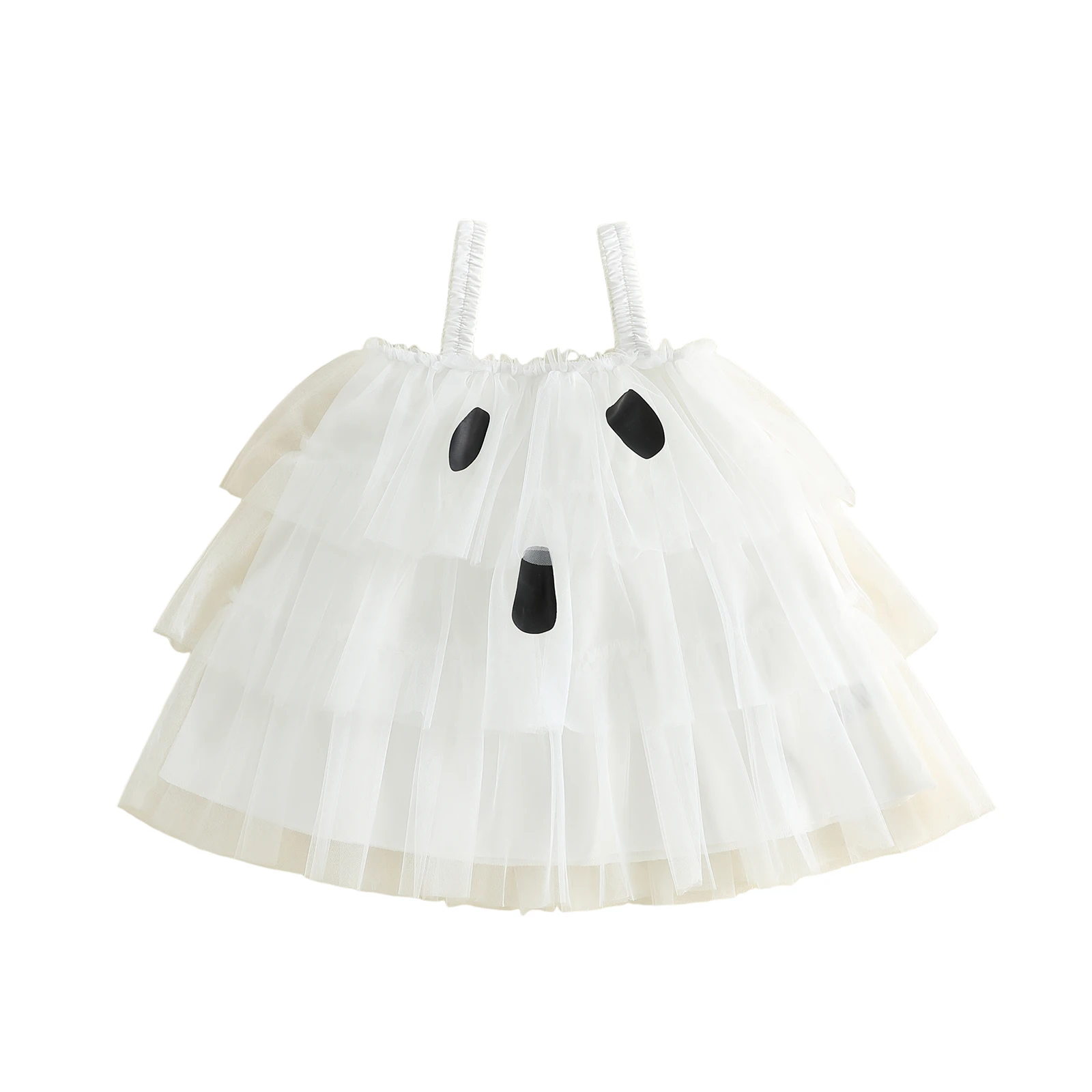 2027 Early Autumn Kids Baby Girls Slip Dress, Sleeveless Ghost Tulle Dress Summer A-line Girls Casual Dresses Halloween Costume
