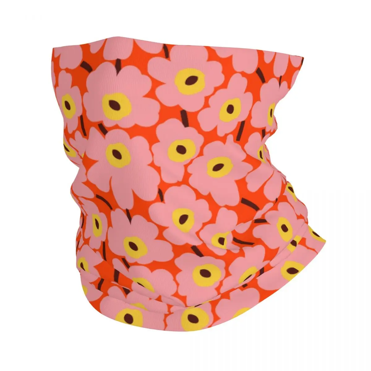 Custom Colorful Flower Floral Little Poppy Bandana Neck Warmer Women Men Winter Ski Tube Scarf Gaiter Face Cover