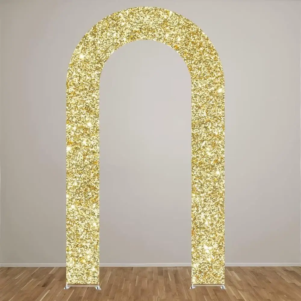 Yellow Flash U-Shaped Arch Cover for Birthday Party Decoration Double-Sided Stretchy Open Arch Backdrop Stand Cover