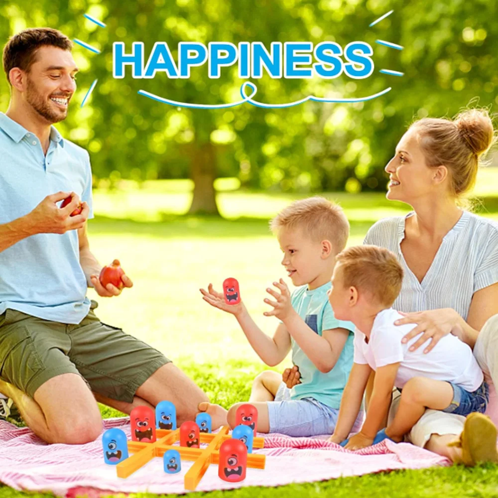 لعبة لوحة Tic-Tac-Toe - لعبة لوحة Gobblet باللون الأزرق والبرتقالي المفاجئة - لعبة اللوحة التفاعلية بين الوالدين والطفل (أكل كبير صغير) للغات