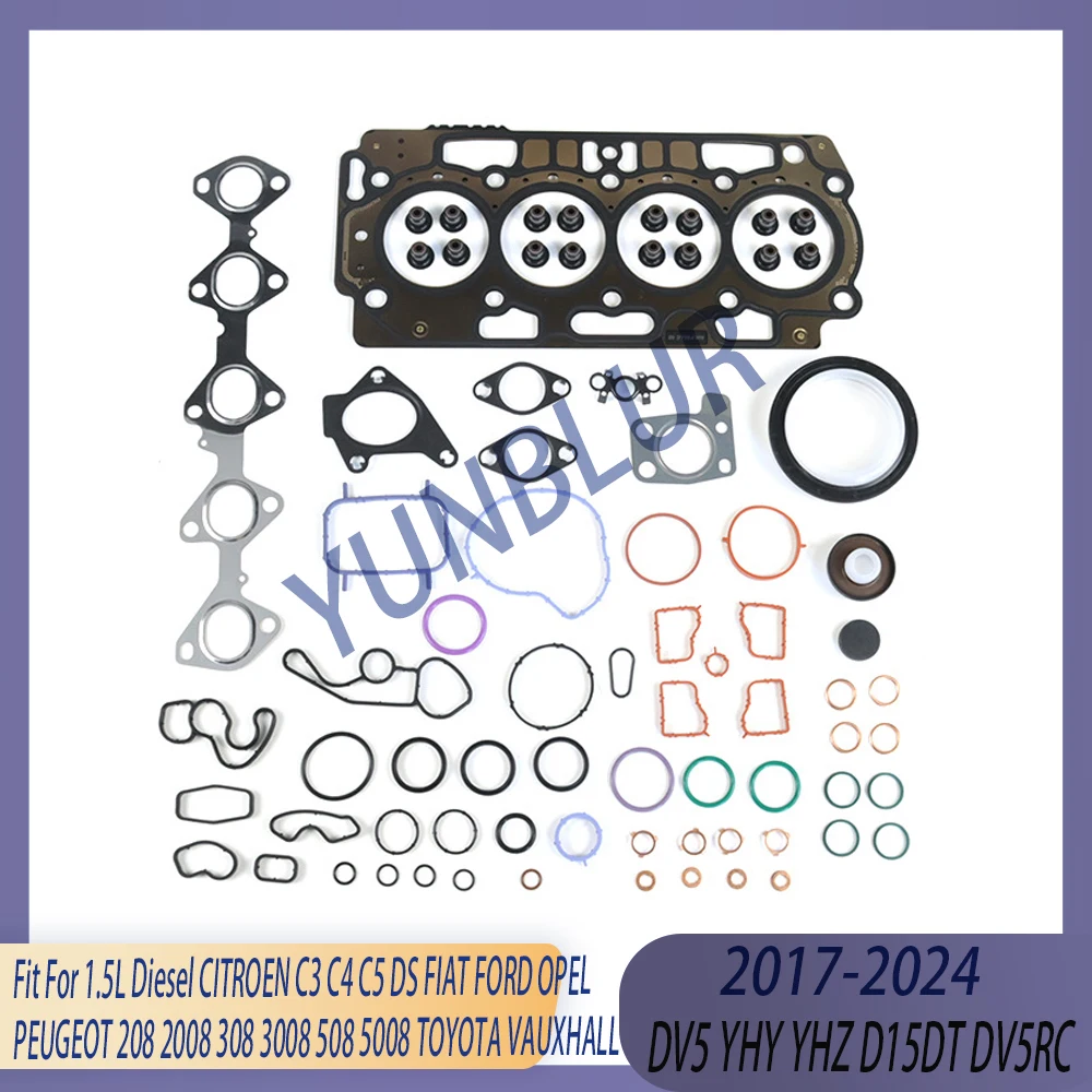 Conjunto Completo de Juntas para Motor 1.5 L Diesel DV5 YHY YHZ D15DT DV5RC 17-24 para CITROEN DS FIAT FORD OPEL PEUGEOT TOYOTA VAUXHALL