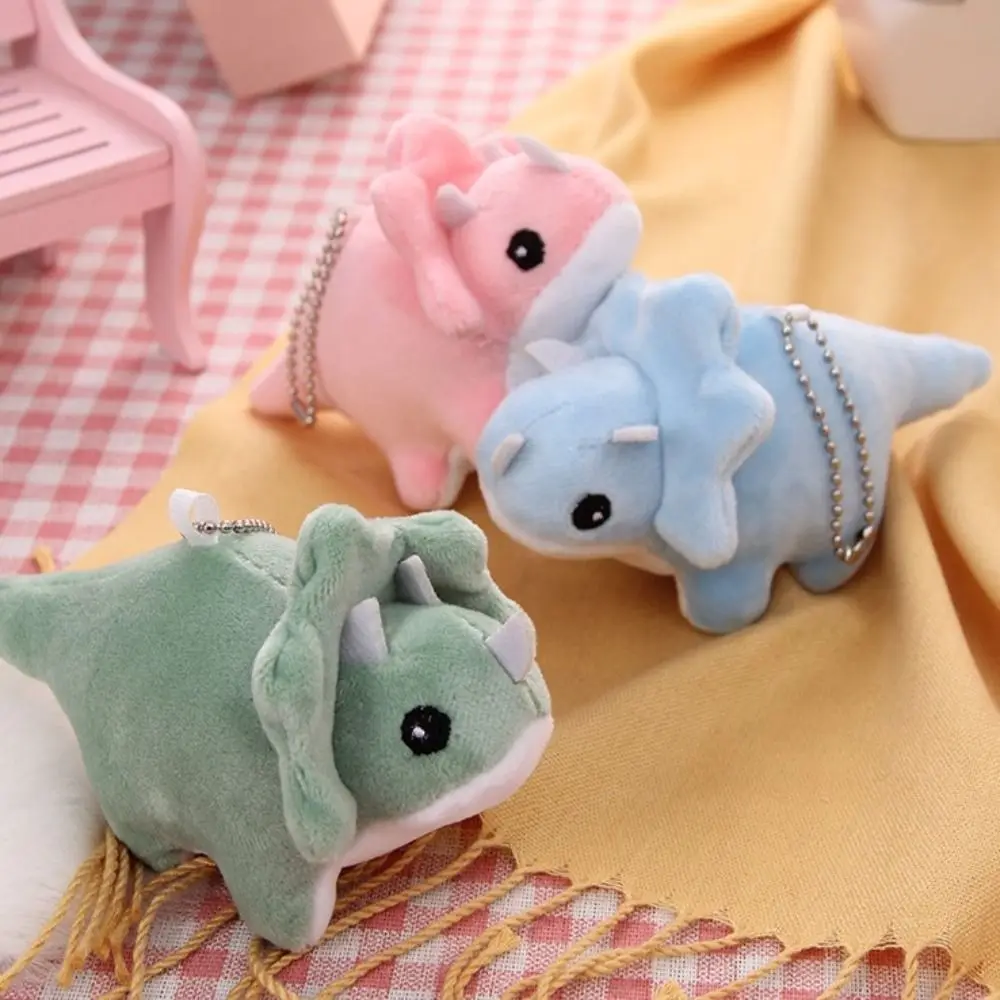 Porte-clés en peluche dinosaure doux et drôle, mignon Triceratops, pendentif poupée dinosaure de dessin animé à la mode pour enfants