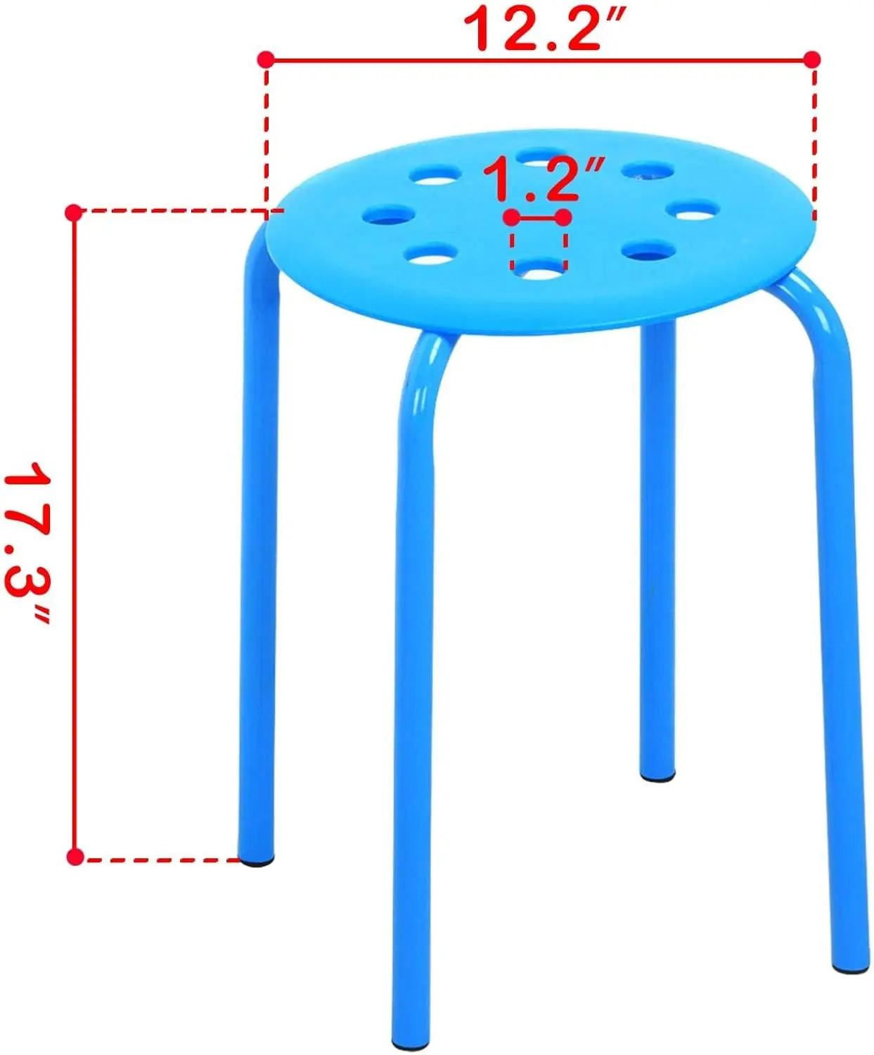 Juego de 5 taburetes apilables para aula, taburetes de pila de plástico, azul/verde/rojo/amarillo, 17,3 pulgadas de altura