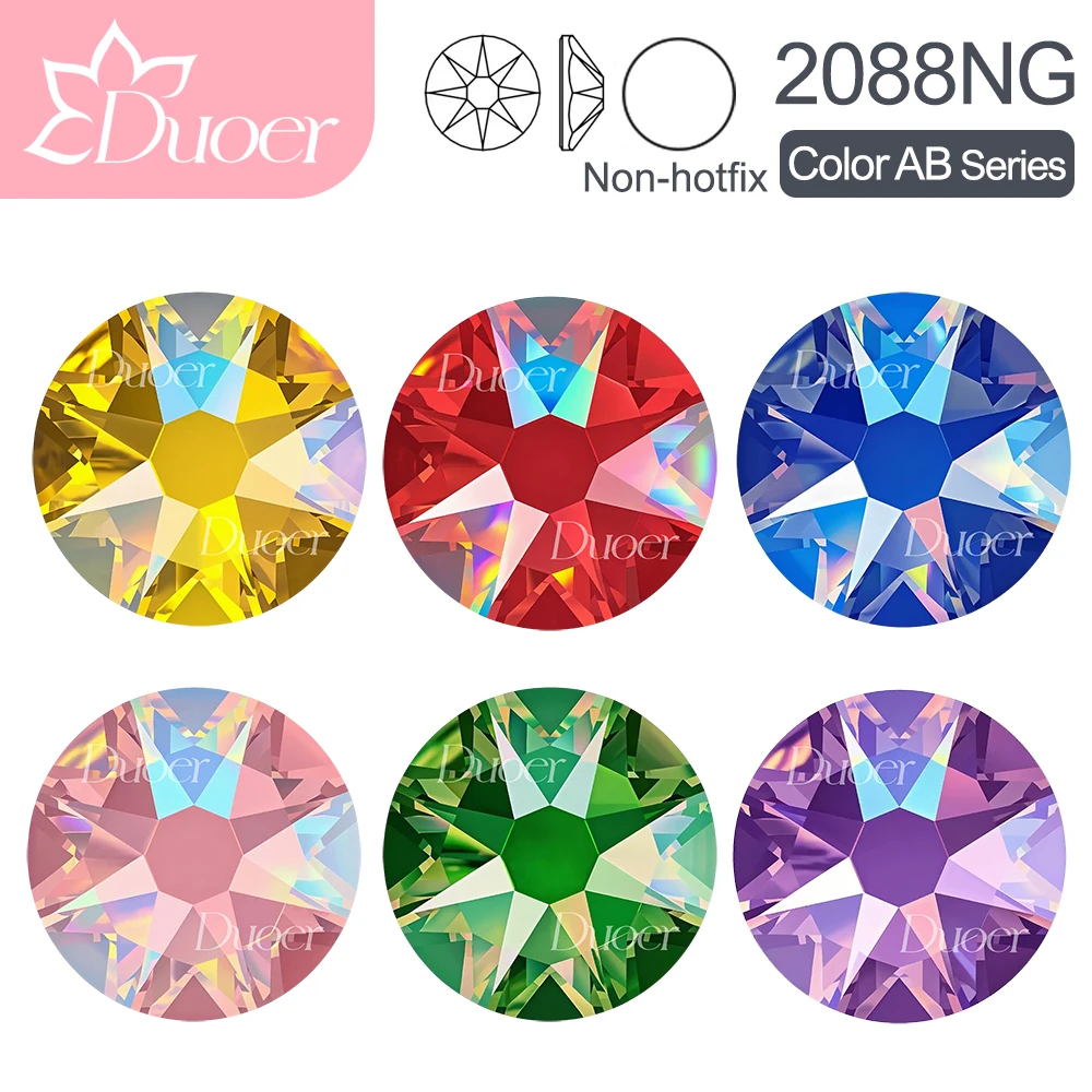 DUOER SS16-SS30 Top Quality AAAAA 2088 Color AB Glass Crystal Rhinestones Flatback 8 Big 8 Small Stones DIY Nail Art 2088NG-2