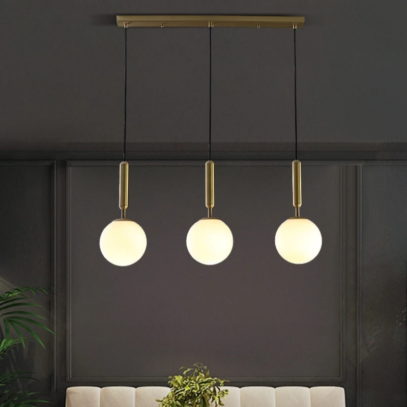 

Nordic Creative Bedroom LED Chandelier Designer Modern Restaurant Milk White Glass Ball Pendant Light Luxury Decorative Lighting