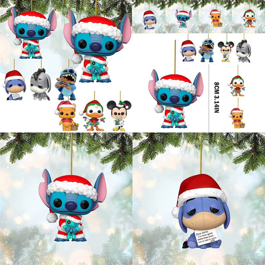 2023 Disney Stitch Action Figure Christmas Pendant Xmas Tree Decoration Hanging Ornaments Party Decorations Kids New Year Gifts