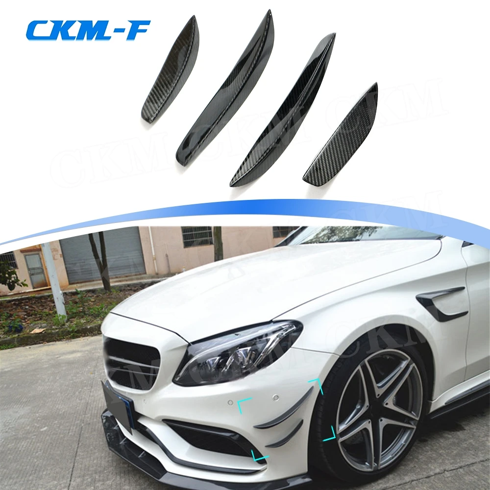 

Carbon Fiber Front Bumper Side Spoiler Fins Trims for Mercedes C Class Benz W205 C63 AMG C200 C260 C300 Sedan Coupe 15-17