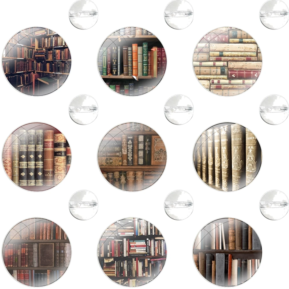 Classic Library Books Pins Badge Metal Brooches For Clothes Backpack Decoration gift