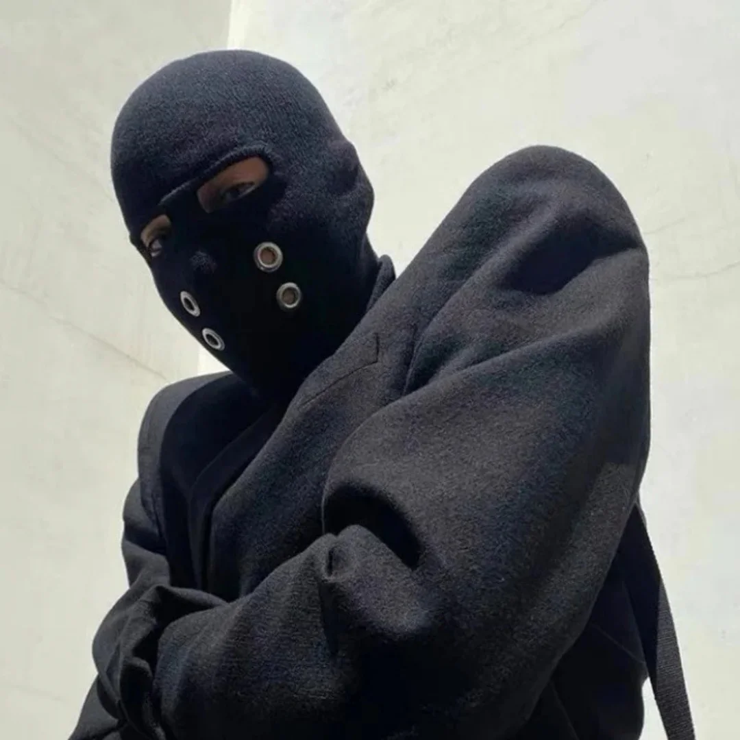 العصرية الشرير الصخرة محبوك قناع بالاكلافا للرجال والنساء Y2K الهيب هوب نمط قبعة صغيرة دافئة