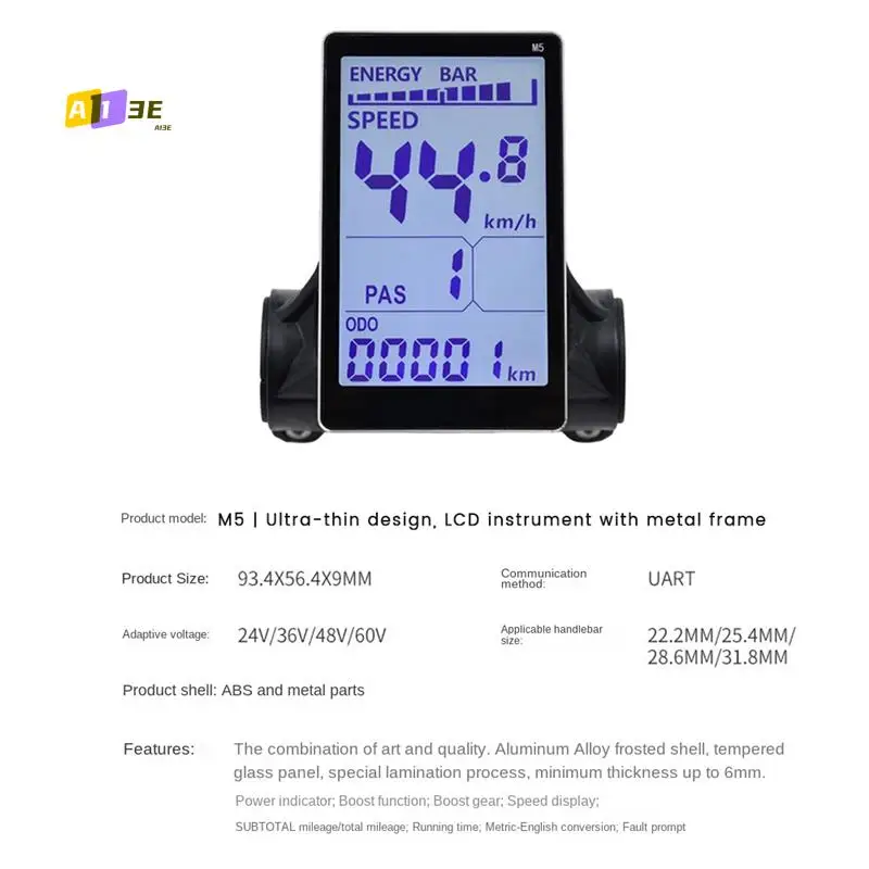 

A03E-M5 Electric Bike LCD Display+36V 350W Sine Wave Controller E Scooter LCD Panel Screen For Mountain Electric Bike Parts (5PI