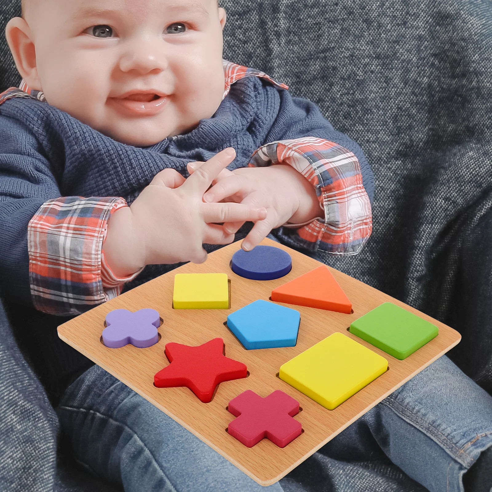 ชุดตัวต่อไม้รูปทรงเรขาคณิต 1 ชุด เกมจับคู่คณิตศาสตร์เพื่อการศึกษาสำหรับเด็กเล็ก ตัวต่อไม้ฝึกทักษะ