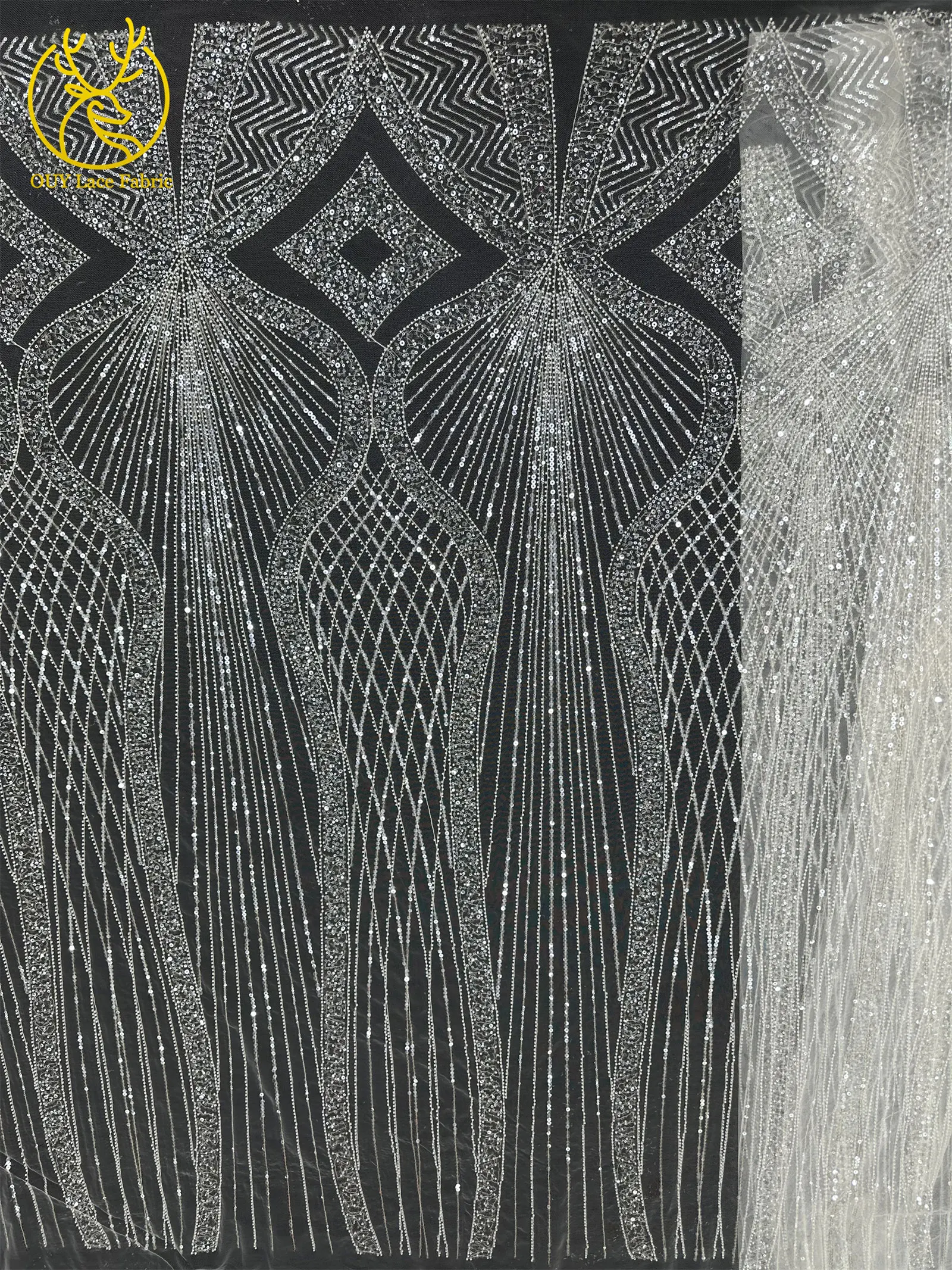 5 Yards Afrikanischer Spitzenstoff 2026 Hochwertiger Französischer Perlen-Pailletten-Spitzenstoff Nigerianischer Tüll-Spitzenstoff für Damen-Abendkleider – Detail 10