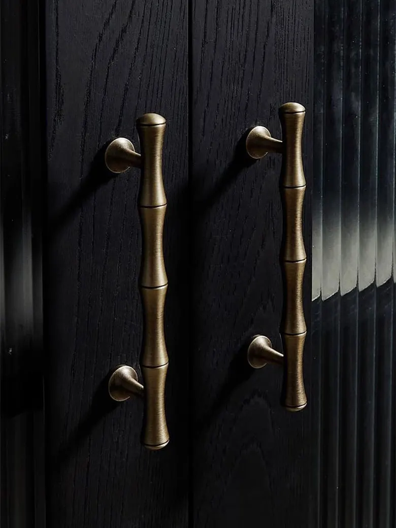 Bamboo Shaped Brass Cabinet Handles T Bar Drawer Knobs Light Luxury Wardrobe Pulls Modern Creative Copper Furniture Hardware