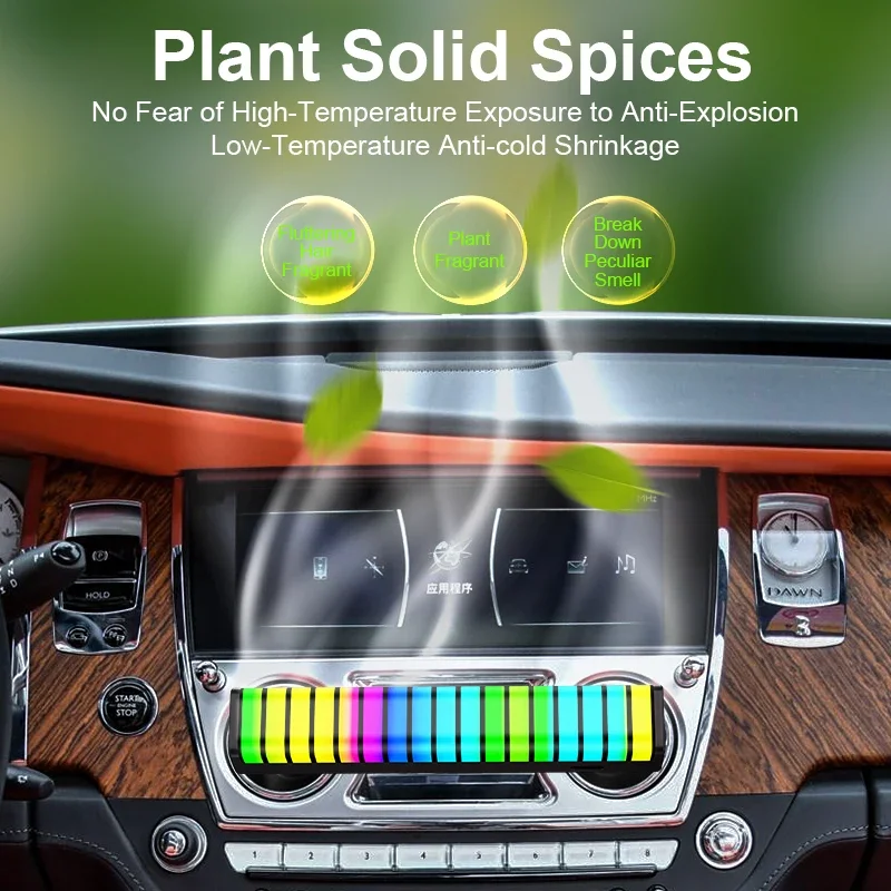 17 RGB Visible Music Car Sound Light LED Rhythm Pickup Lamp 3D Screen Ambient Lights Atmosphere Light Bar 2 in 1 Air Freshener T