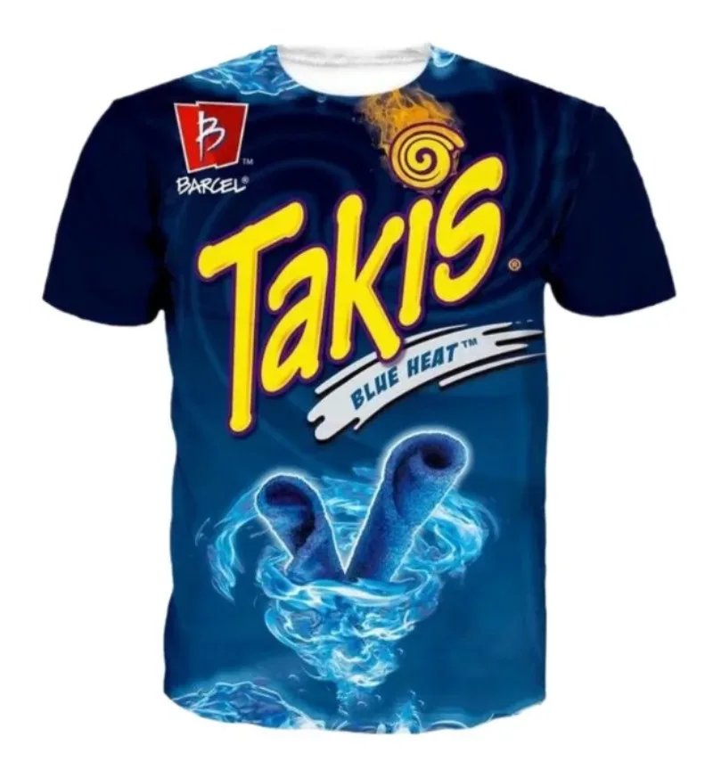 

Новая модная мужская/женская футболка с короткими рукавами и 3D принтом Snacks Takis, повседневная летняя футболка в стиле хип-хоп, топы