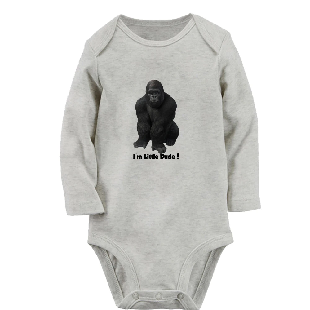 Gorilla I'm Little Dude Cute Baby Rompers Boy Girl Fun Print I'm Going to Be a Big Brother Bodysuit Infant Long Sleeves Jumpsuit