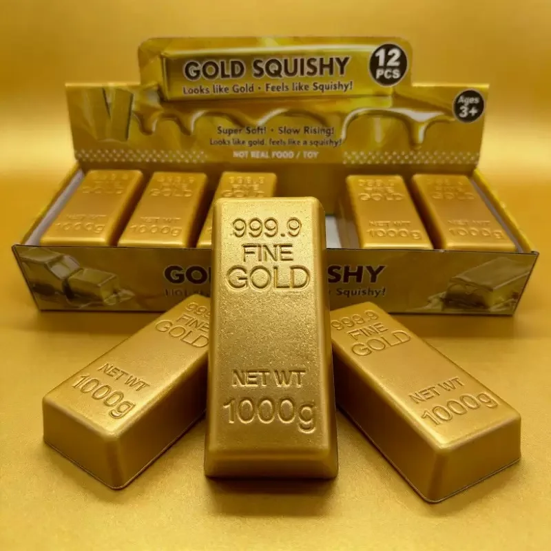 Simulate Gold Brick Squishy Slow Rising Stress Relief Toy Realistic Gold Bar Squeeze Anti-Anxiety Fidget Toy Party Favors