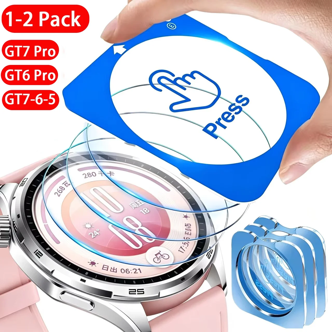 for Huawei Watch GT7-6 Pro GT7-6-5 41mm 46mm 1-2 Pack tempered screen protector Easy To Install Screen HD Screen Protectors Film