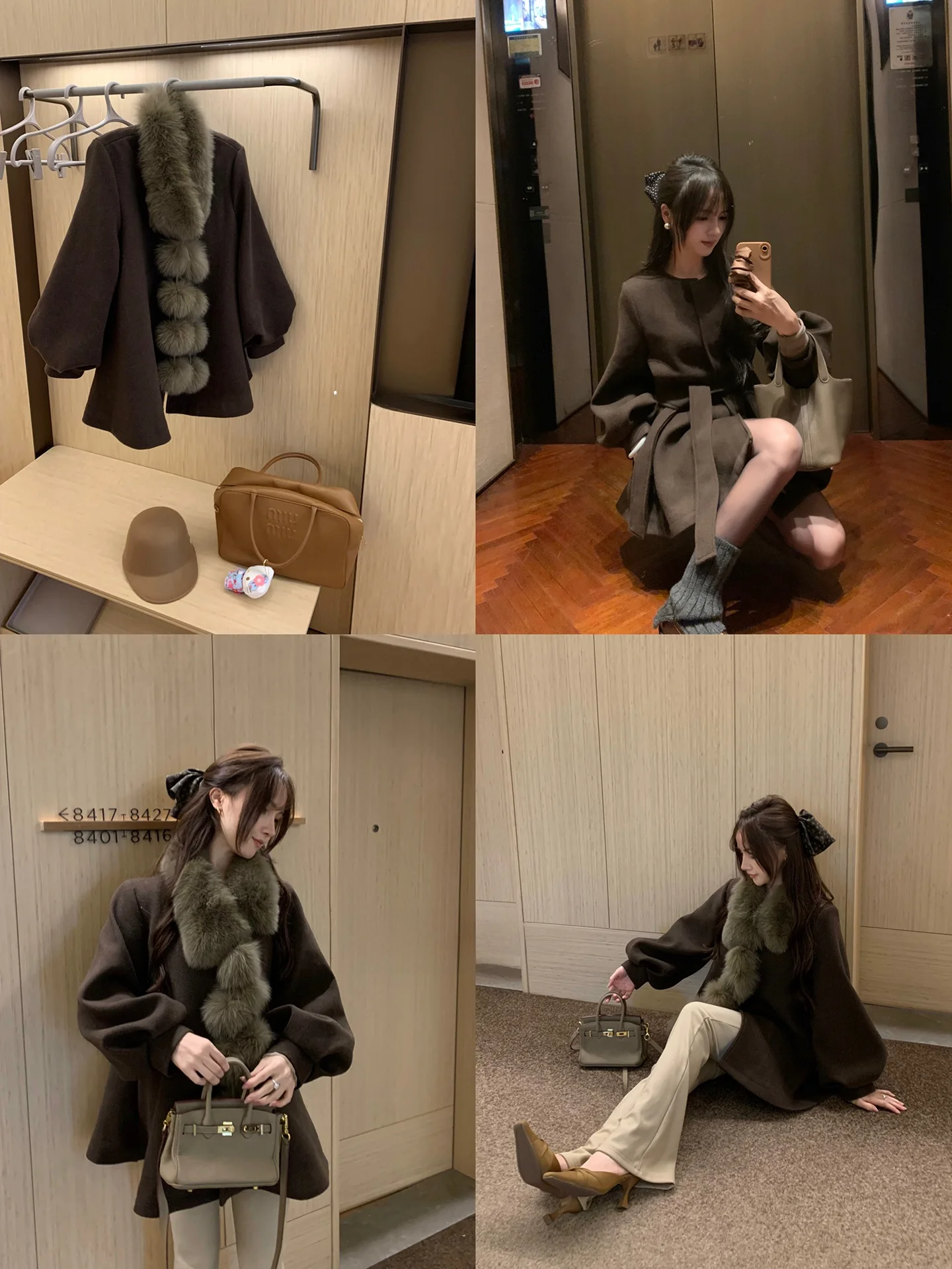 

Женское хлопковое шерстяное пальто с меховым воротником, рукавами-фонариками, повседневное, свободного кроя, с круглым вырезом, на пуговицах