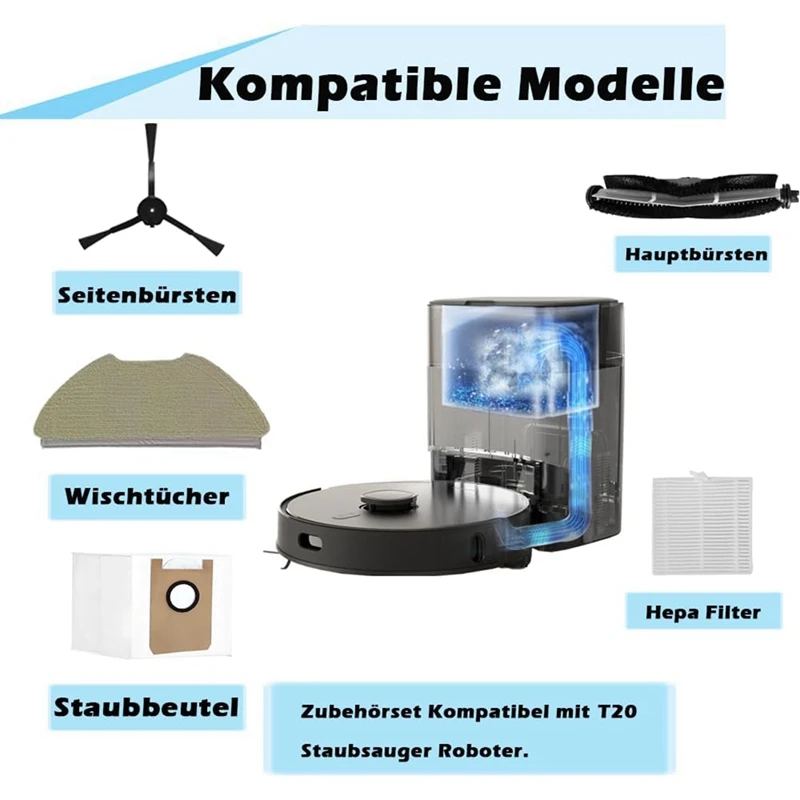 Piezas de repuesto para Robot aspirador Airrobo T20, cepillo lateral principal, filtro Hepa, mopa, paño, bolsas de polvo