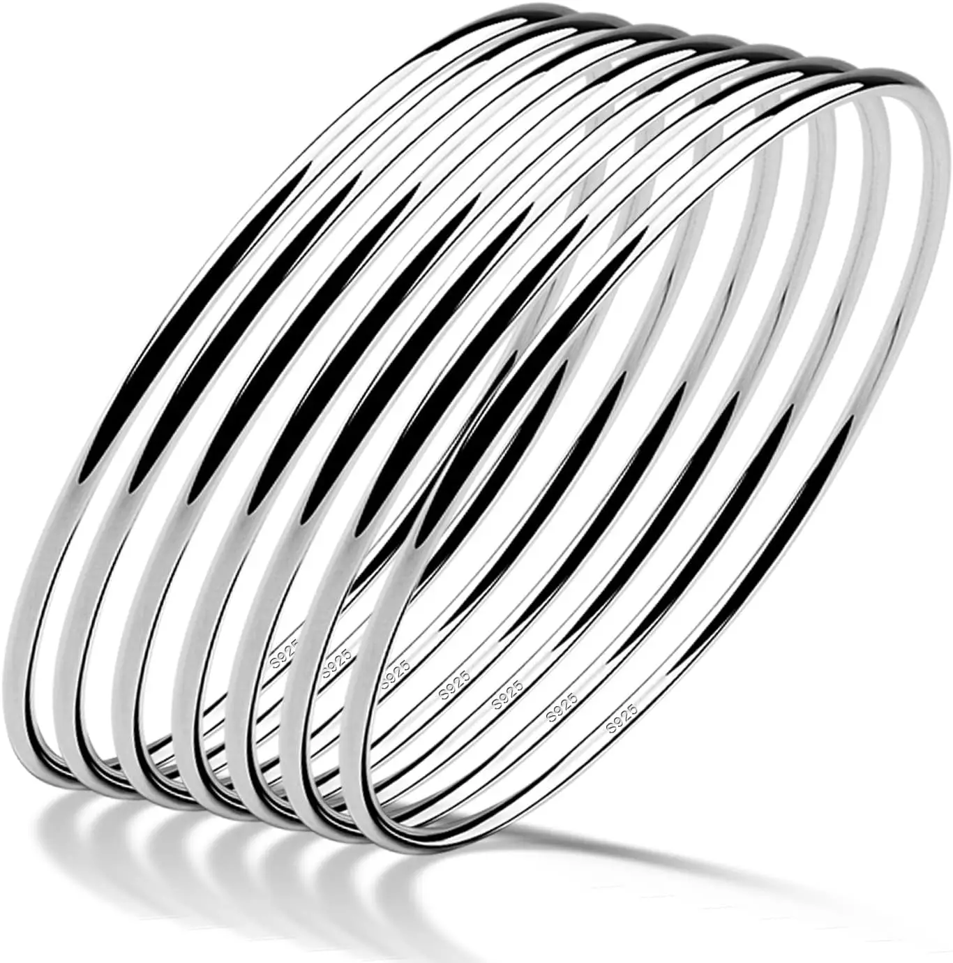 925 Sterling Silver Bracelet for Women's Italian Handmade Solid Bangle 2/3/4/5/6/7 Set Rose Gold Fine Jewelry With Gift Box