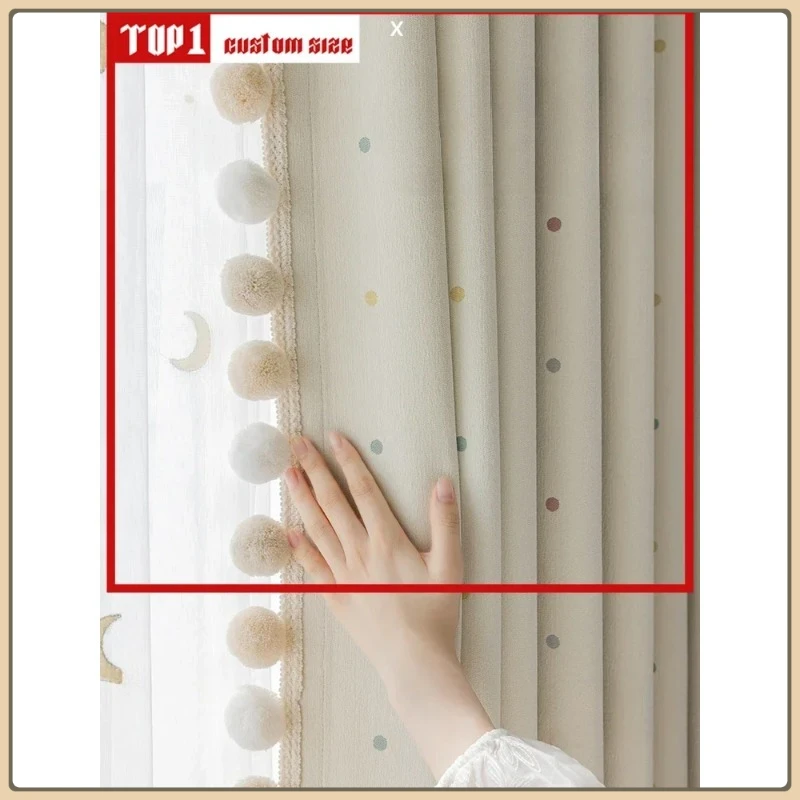 

New Cream Chenille Curtains For Living Dining Room Children's Room Girl's Bedroom Room Blackout Bay Window Boy's Rainbow Bean