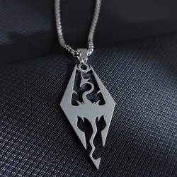 Gothic Witchcraft Dragon Pendants Satan Viking Wolf Owl Wizard Necklace Stainless Steel Goth Dragon Black Men‘s Necklace Jewelry