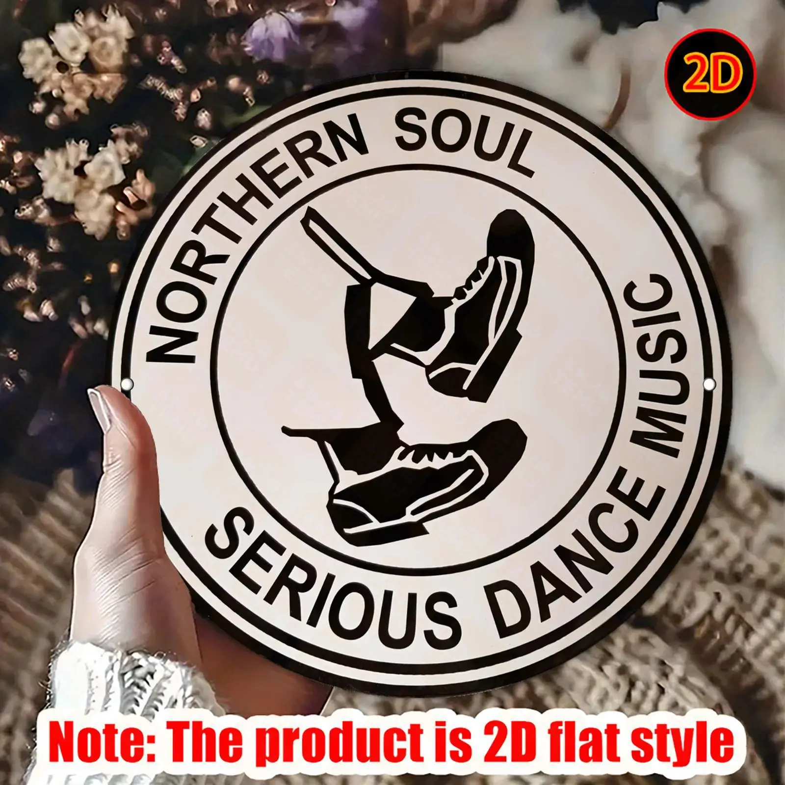 2D Flat, Northern Soul Serious Dance Music Retro Aluminum Metal Wall Art Sign - 20x20cm/7.87x7.87in Vintage Wall Decor for Bedro