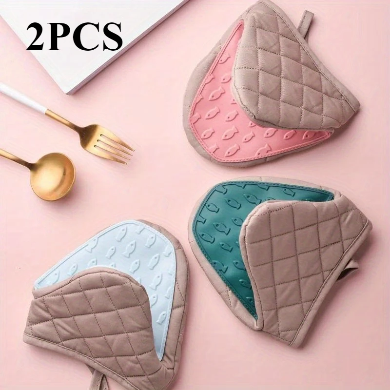 

2 шт. силиконовых накладок | Эргономичные кухонные перчатки с нескользящим покрытием, подходят для горячих кастрюль и сковородок с плоским дном, а также для использования с рукавицами для духовки и перчатками для барбекю.