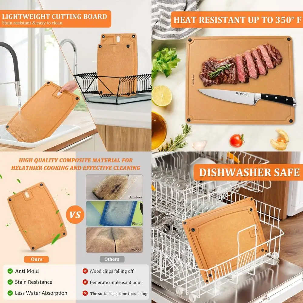 

Double-Sided XL & L Cutting Boards Set with Non-Slip and Juice Groove for Kitchen Dishwasher