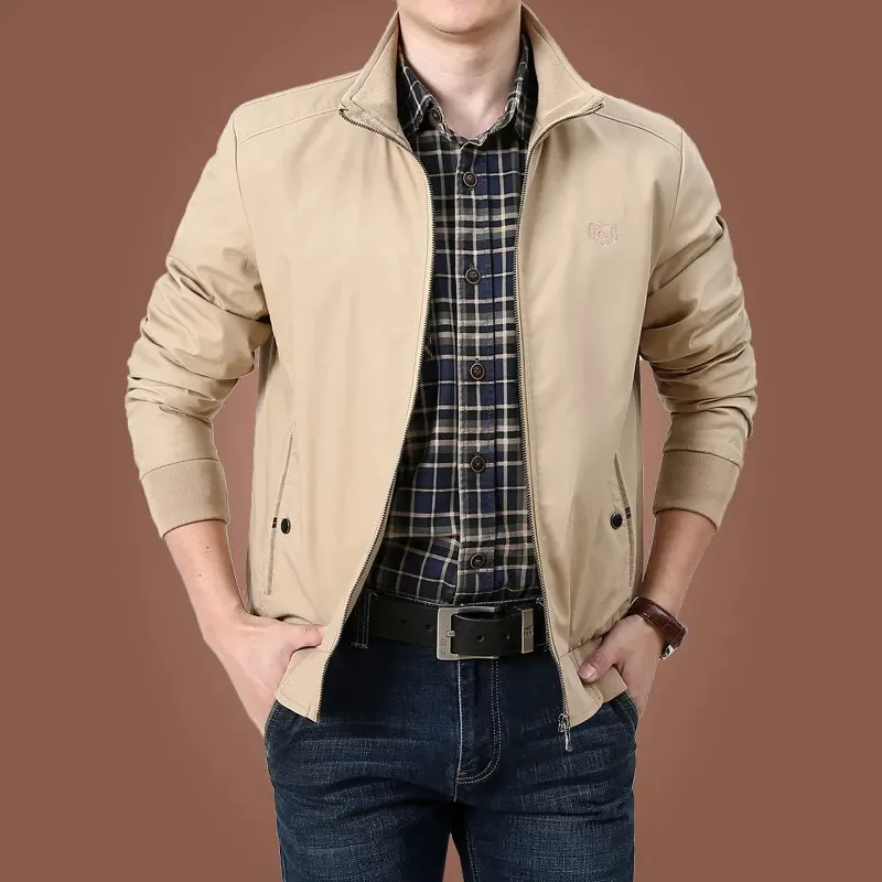 

Bomber Slim Cotton Jacket Men Fashion Casual Windbreaker Coat Spring and Autumn Outwear Stand Military s