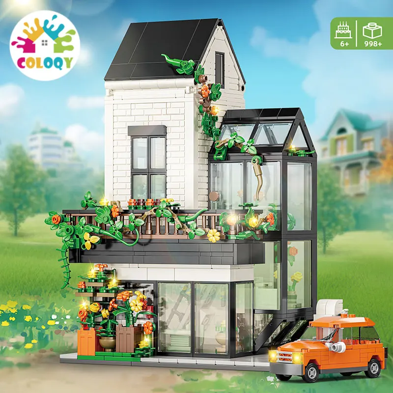 

COLOKY 2025, солнечный цветочный дом, вид на улицу, архитектура, сборка, строительные блоки, детские игрушки, украшения, подарки для мальчиков, оптовая продажа