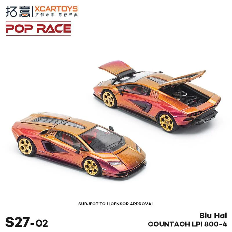 

Литая под давлением модель автомобиля Xcartoys x POP RACE 1:64 Countach LPI 800-4 Blu Hal