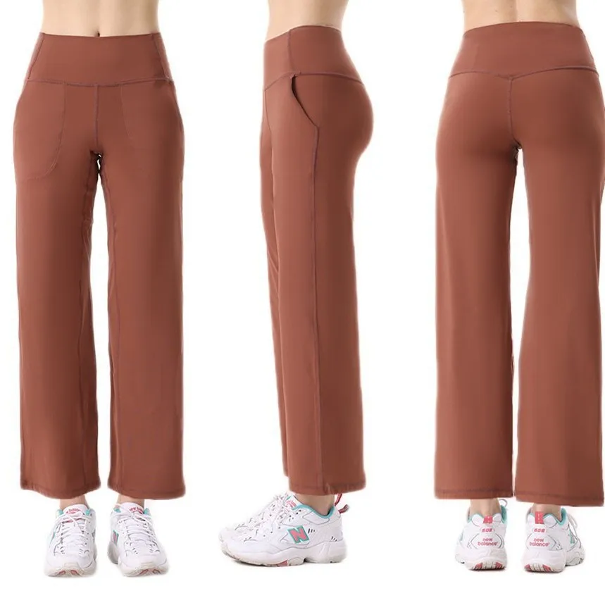

Women Soft Skin HighWaist Bootcut Yoga Pants with Effect Long Inseam High Elasticity Casual Flared Trousers for Fitness and Yoga