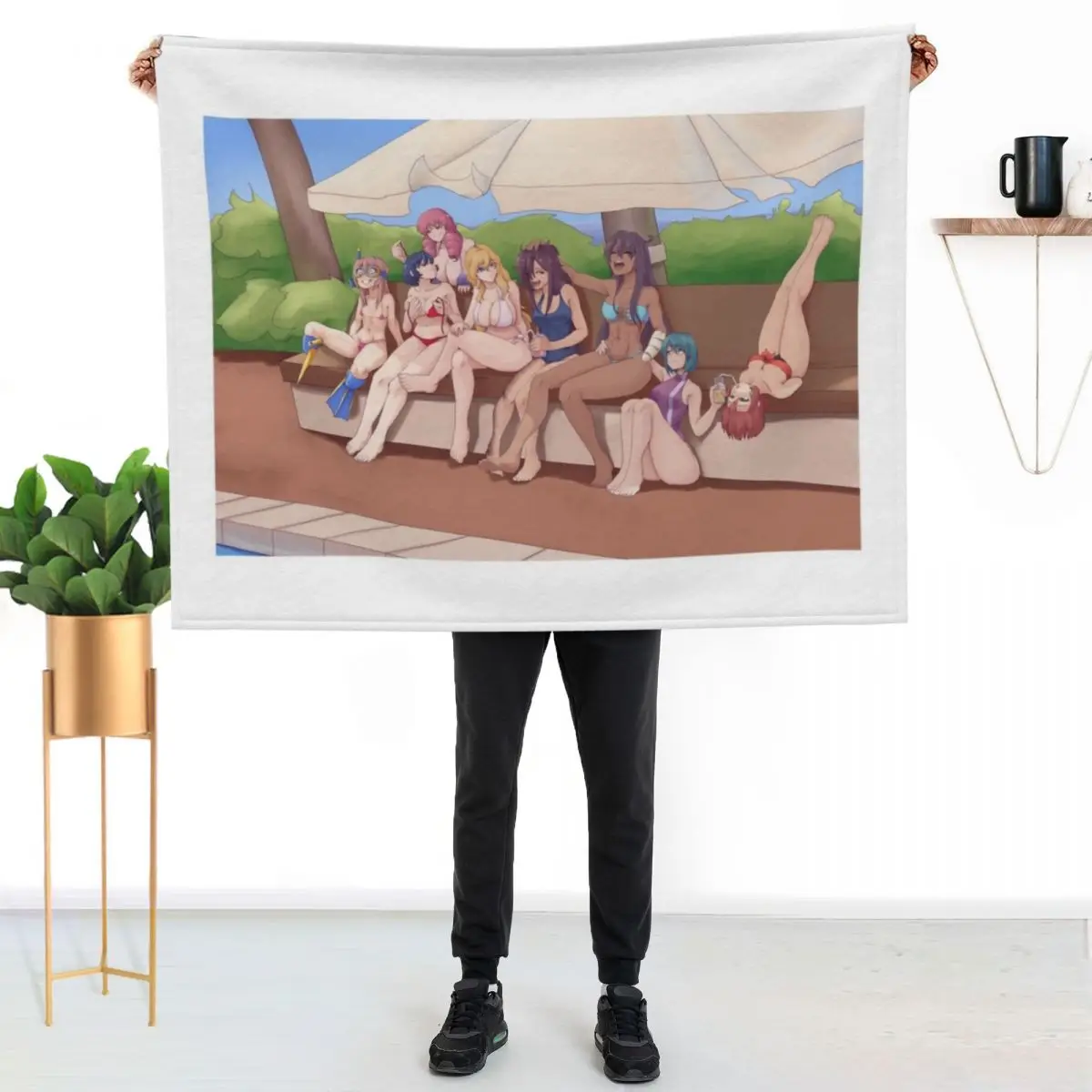A bikini pool party Throw Blanket Cozy Throw Blanket for Bed Sofa Chair