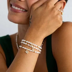 KKBEAD Letter A~Z Charm Bracelets 26 Initial Bracelet Jewelry Alphabet Jewellery Luxury Natural Freshwater Pearl Pulseras
