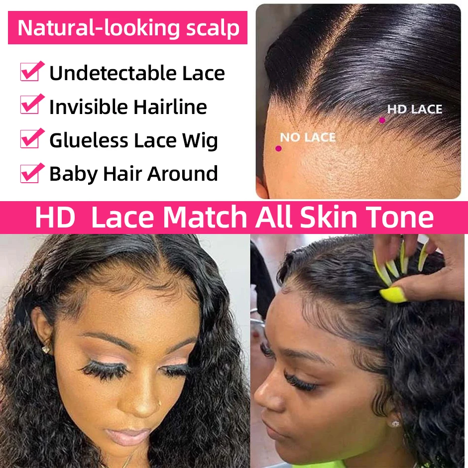 Wear And Go Glueless Wigs Brazilian Deep Wave 4x4 HD Transparent Lace New Upgraded Without Glue Human Hair Wig Ready To Go Wear