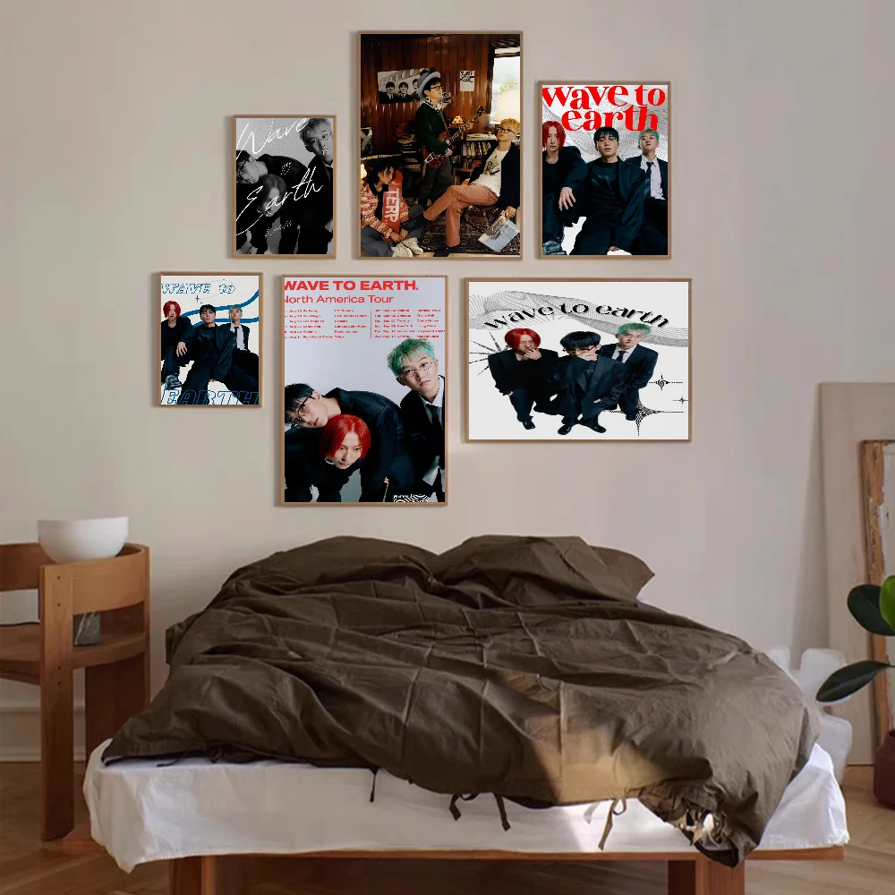 ملصق فني للموجة إلى الأرض ، مطبوعات ورقة بيضاء ، أعمال فنية ذاتية اللصق ، ديكور منزلي #2