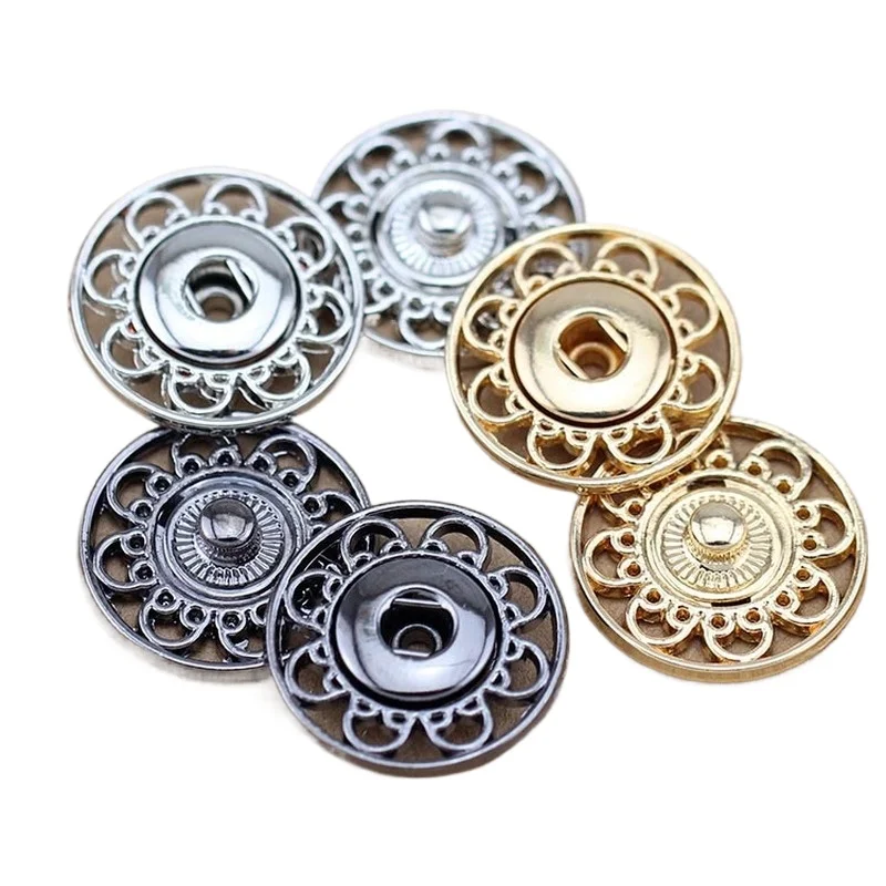 

50pcs/bag Fashion High-end Metal Snap Buttons DIY Men's and Women's Sweater Coat Black Gold Decorative Buttons
