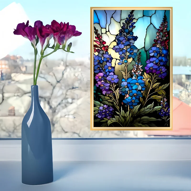 زهور ملونة لنافذة المنزل ، جدارية ذاتية اللصق ، خلفية ديكور الحائط ، غرفة المعيشة ، غرفة النوم ، المكتب ، 1: