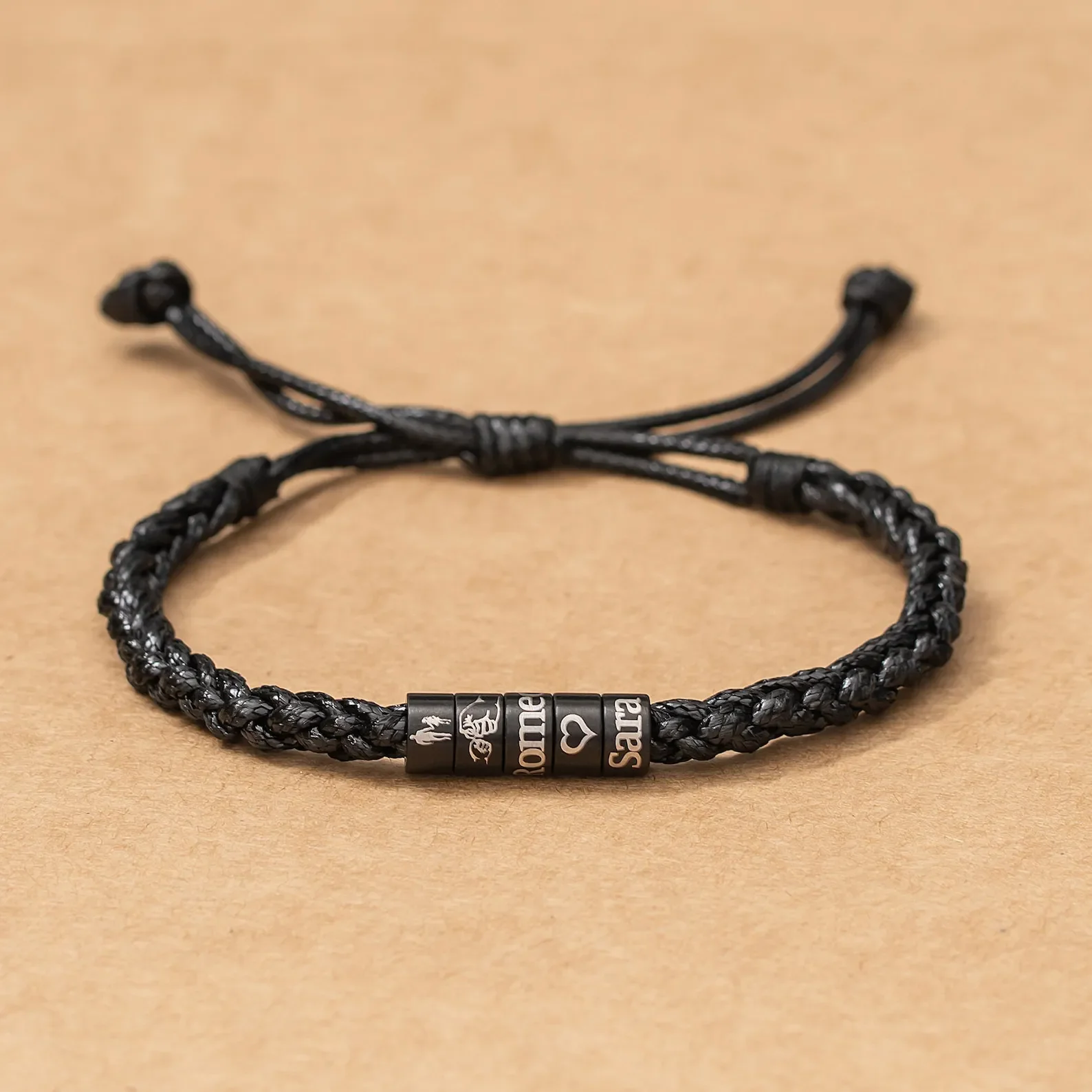 Personalized Names Braid Bracelet Custom Family Names Symbols Beaded Bracelet Father's Day Gift  Unsex Bangle Gift For Her