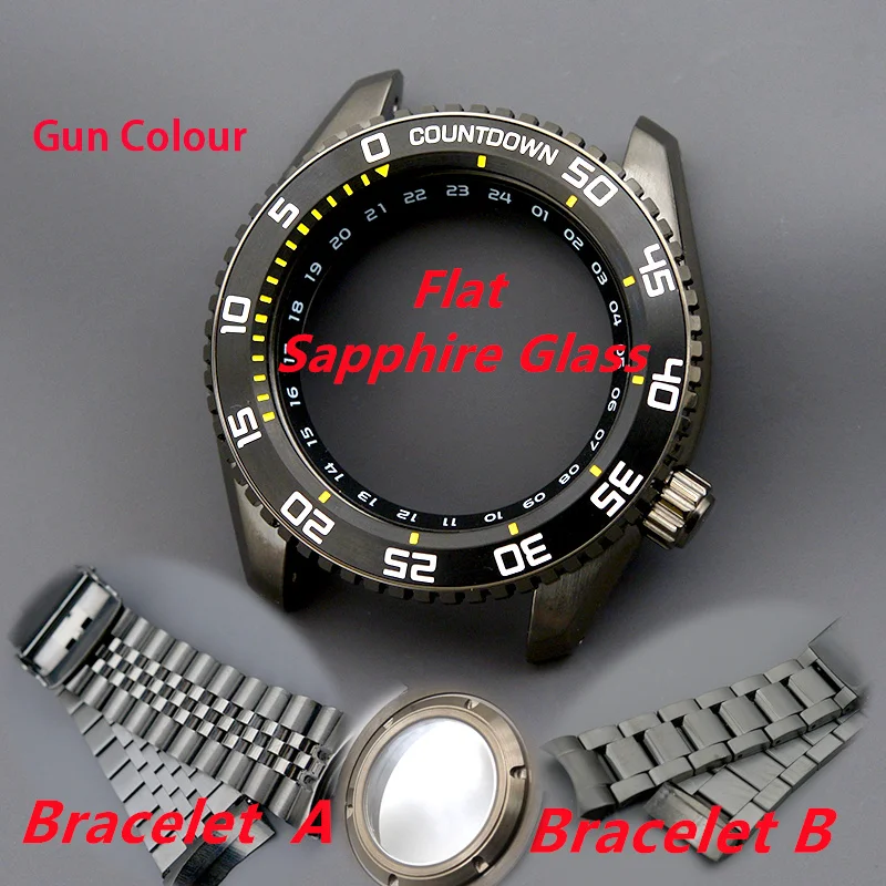 

Мужской корпус для часов Gun Colour, совместимый с механизмами NH34, NH35, NH36, 4R, 6R, японский автоматический механизм, новый дизайн PROSPEX SNR025, нержавеющая сталь 316L, сапфировое стекло.