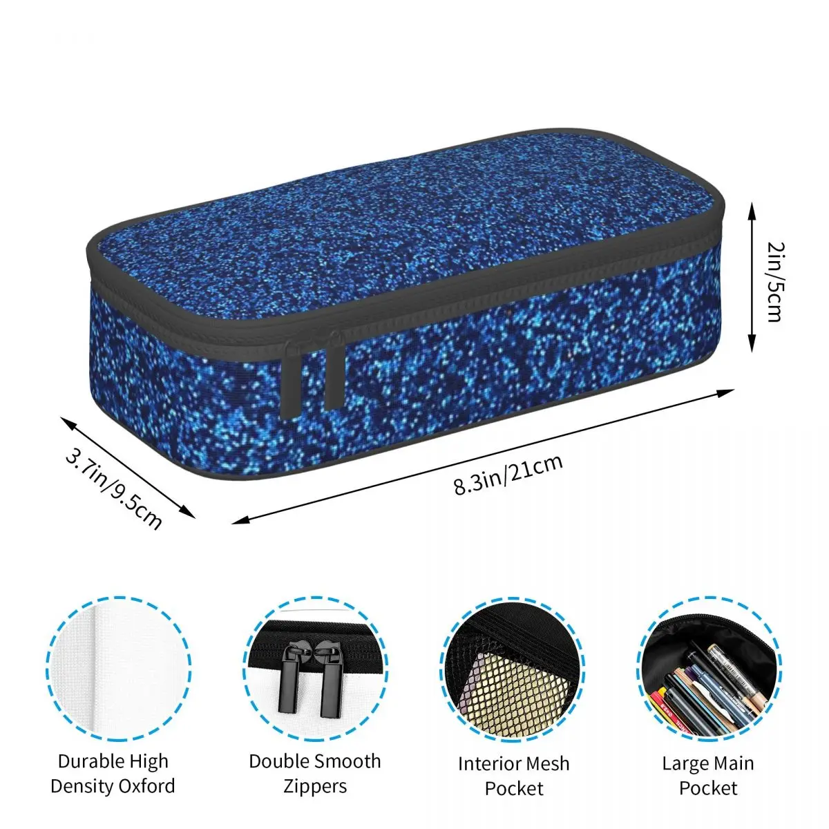 A Little Blue Glitter Pencil Cases Large Capacity Pen Bags Pen Box Pencil Pouch For Boys Girls Students Stationery School Office