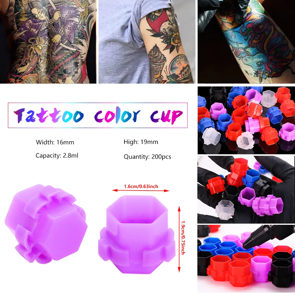 

100PCS Honeycomb Tattoo Ink Cups with Snap Splice Colorful Disposable Plastic Ink Holder Container Cup for Professional Tattoo