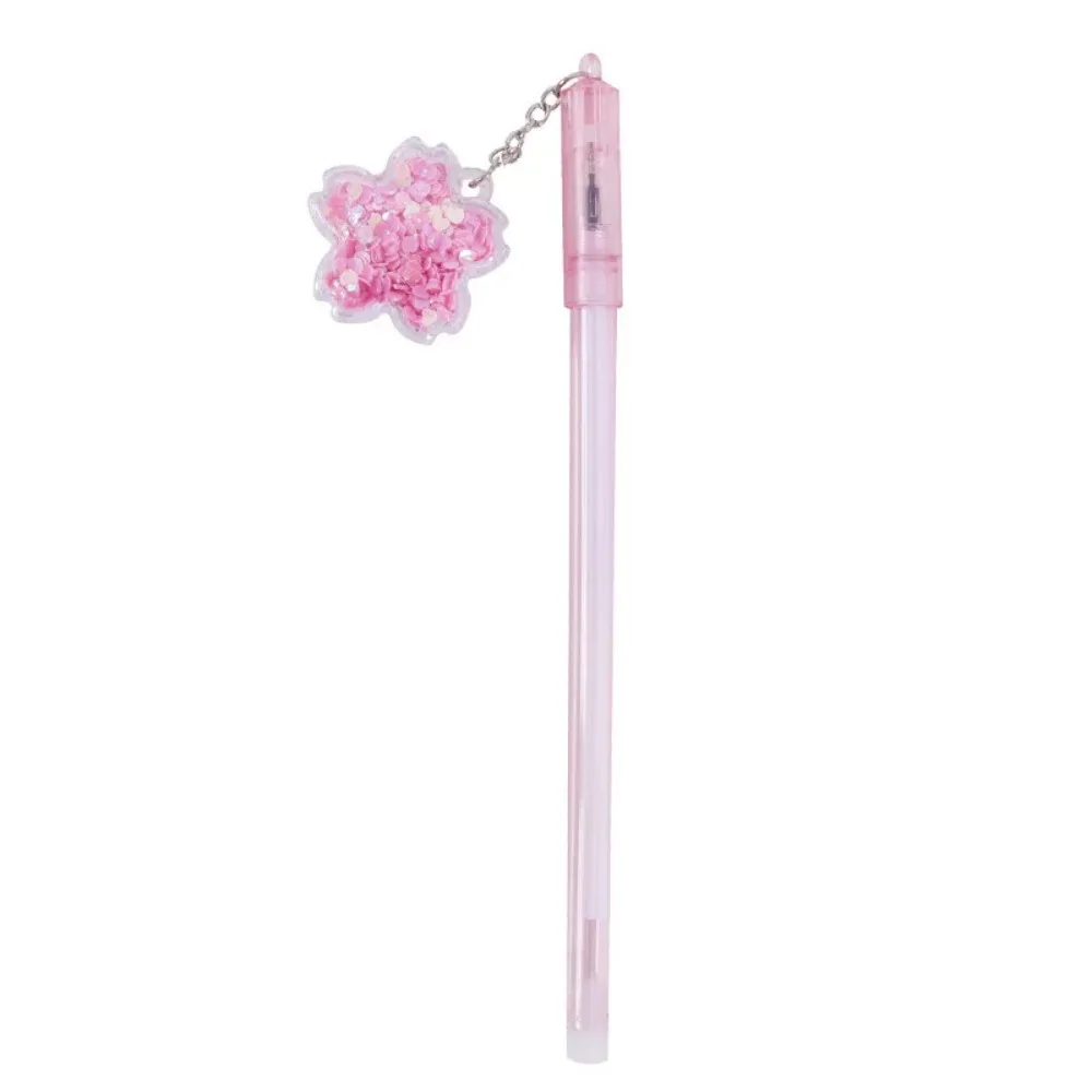 1Pc Cute Sakura Pendant Gel Pen Black 0.5mm Signature Pen Pink Flower Pendant Girl Gel Pen Students School Writing Supplies