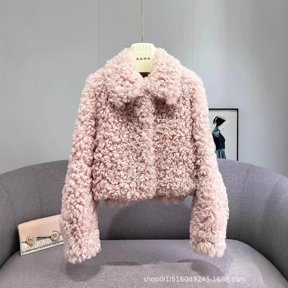 Women Faux Fur Short Coats Jackets Turn Down Collar Full Sleeve Coat Thick Y2k Streetwear Jacket Elegant Work Autumn Winter