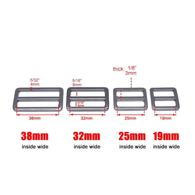 Correa rectangular de metal para mochila Tri Glide, hebilla ajustable para bolsa, hebilla deslizante